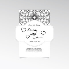 Vintage delicate greeting invitation card template design with mandala flowers