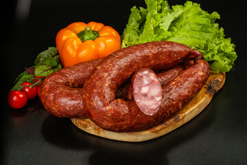 Natural meat sausages with minced meat