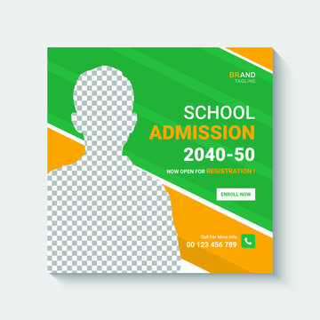 School Admission Social Media Instagram Post or Banner Design 