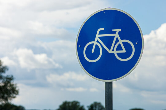 Bike path - Road Sign with blue sky