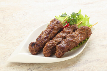 Beef kebab skewer minced meat