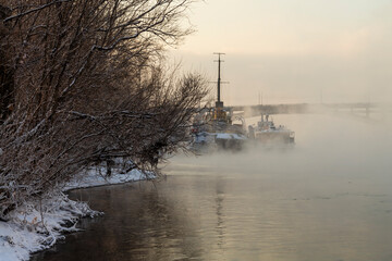 Ships are laid up in winter
