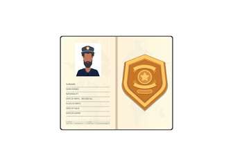 Police ID document vector icon flat isolated.