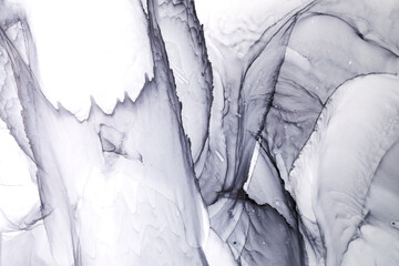 Abstract gray ink watercolor background. Black paint stains and spots in water, luxury fluid liquid art wallpaper