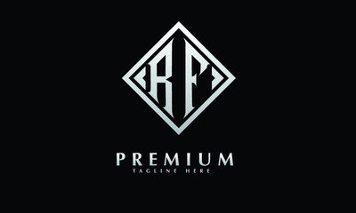 Alphabet RF or FR illustration monogram vector logo template in silver color and black background
