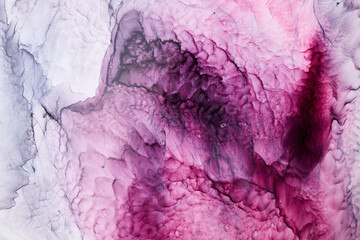 Abstract pink gray watercolor background. Paint stains and wavy spots in water, luxury fluid liquid art wallpaper
