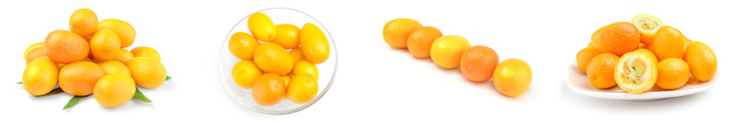 Group of kumquats isolated on white