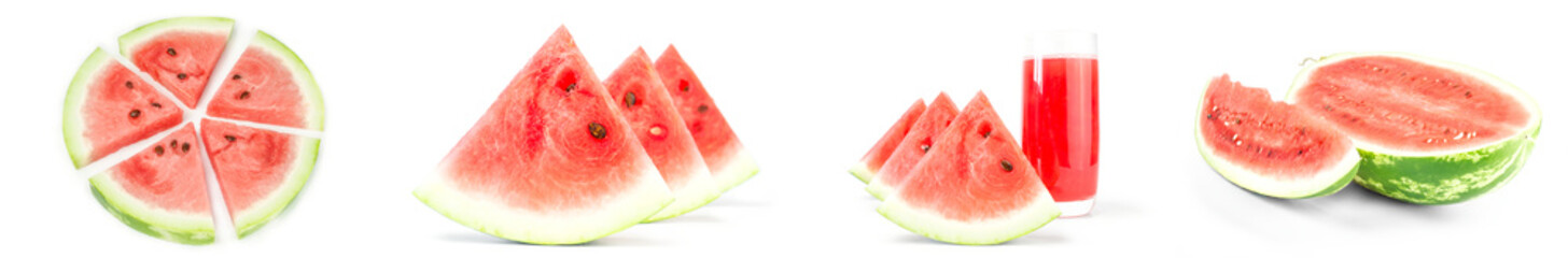 Set of Sweet watermelon isolated on a white cutout