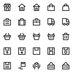 Outline icons for user interface.