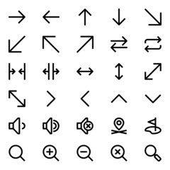 Outline icons for user interface.