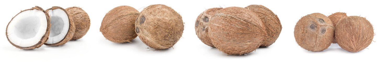 Collage of coconut on a white background