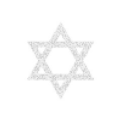 The star of David symbol filled with black dots. Pointillism style. Vector illustration on white background