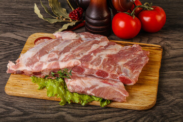 Raw pork ribs for cooking