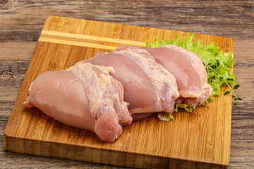 Raw chicken boneless and skinless leg