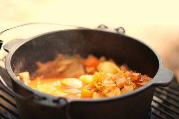 Outdoor food made at the campsite