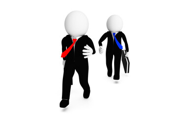 3D Businessmen are Racing Against White
