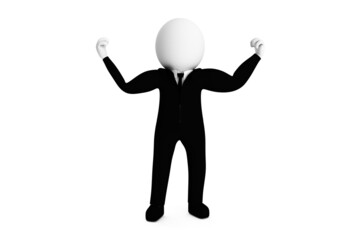 3D Businessman is Showing His Strength Against White