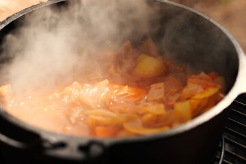 Outdoor food made at the campsite