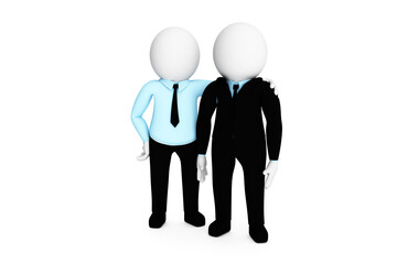 3D Blue Collar Businessmen are Gathering As A Team Against White