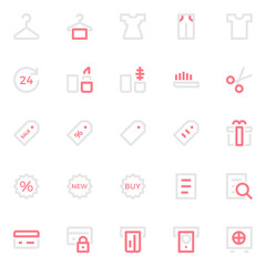 Two color outline icons for user interface.