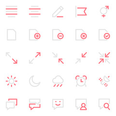 Two color outline icons for user interface.