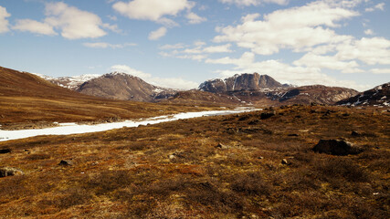Fototapeta na wymiar Arctic Circle Trail Trekking Path between Kangerlussuaq and Sisimiut in Greenland.