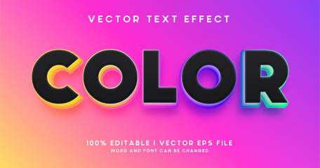 color text, colorful editable text effect style - obrazy, fototapety, plakaty
