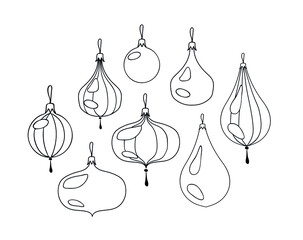 Christmas decorations set. Christmas balls Logo. Vector illustration isolated element on a white background. 