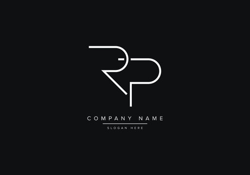 Creative minimal line art icon logo, RP monogram logo