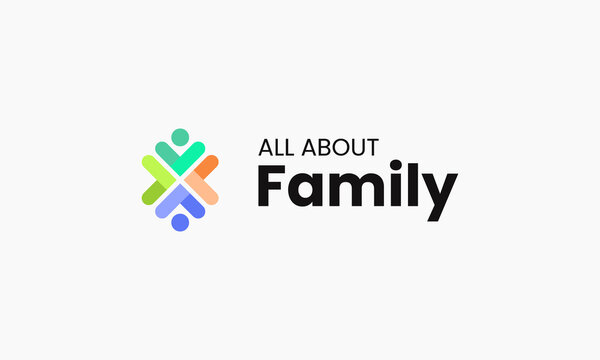 vector graphic illustration logo design for all about family in creative and modern style with multiple colour