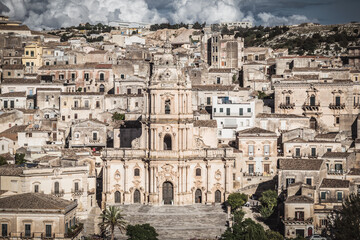 View of San Giorgio Cathedral in Modica, Ragusa, Sicily, Italy, Europe, World Heritage Site
