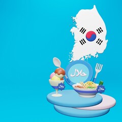 3d rendering of halal food tourism in Korea for Ramadan and Eid