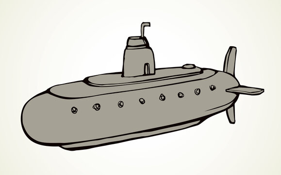 Large modern submarine. Vector drawing