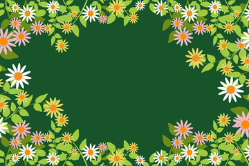 Spring General Background, green color looks fresh with blooming flowers