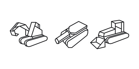 origami style illustration of heavy equipments. abstract geometric outline drawing for icon, logo, element, etc. uncolored vector element design. © freeject.net
