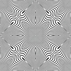 Obraz premium Abstract pattern of wavy stripes or rippled 3D relief black and white lines background. Vector twisted curved stripe modern trendy.Abstract seamless Pattern for Printed Design Tshirt Pillow.