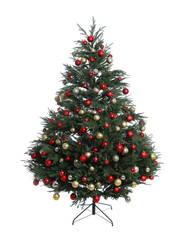 Beautiful decorated Christmas tree isolated on white