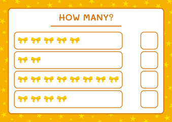 How many ribbon, game for children. Vector illustration, printable worksheet