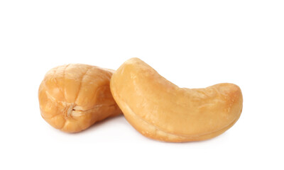 Tasty organic cashew nuts isolated on white