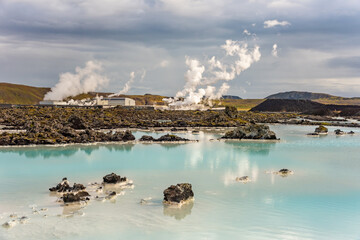 Geothermal power station at Blue lagoon Iceland