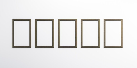 Photo frames isolated on the white wall, Creative mood board mockup template in living room interior, realistic square black frames mockup, vector set. empty framing for your design.3d rendering