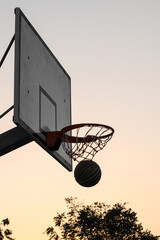 Urban Basketball Playground in the evening