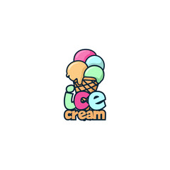 vintage ice cream logo vector
