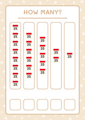 How many christmas candle, game for children. Vector illustration, printable worksheet