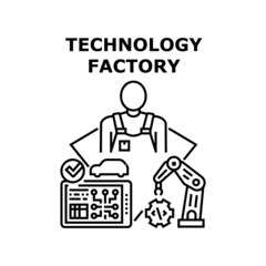 Technology factory industry. Production process. Building plant. Engineer and manufacturing vector concept black illustration