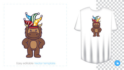 Cute bull mascot character. Can be used on stickers, patches, textiles, paper, cloth and others.