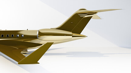 Fototapeta na wymiar rear part golden private jet with copy space