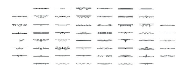 Obraz premium Set Black Simple Line Collection Doodle Border Elements Vector Design Style Sketch Isolated Illustration For Banner