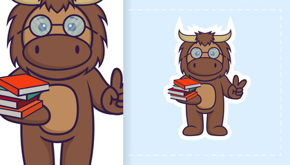 Cute bull mascot character. Can be used on stickers, patches, textiles, paper, cloth and others.