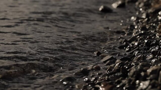 A slow motion shot of waves of water at Leh Ladakh in India
